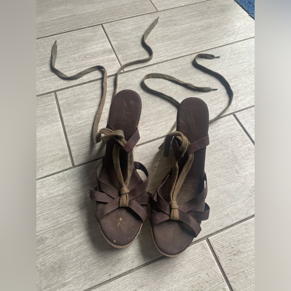 Colin Stuart Women’s Brown Tie-Up Espadrille Wedge Heels Size: 9 Women’s - Picture 3 of 9